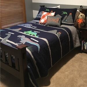 Pottery Barn Kids Dinosaur Quilt in Blue and Gray